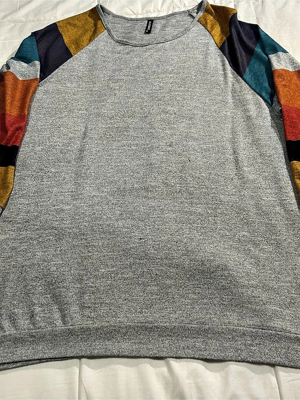 Allegrace Color Block Long Sleeve Top Gray 22W Good Condition